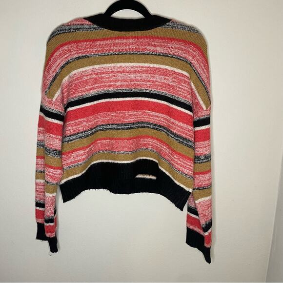 Nordstrom BP Striped Cropped Button Front Cardigan Sweater Women Size Medium - Picture 5 of 6